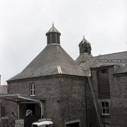 1968 Repair work on roof of Island Green Brewery Oast House