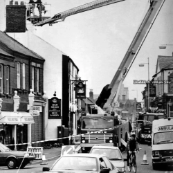 1990 3rd April Firemen were called out to make safe chimneys on Pen Y Bryn following the earthquake