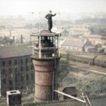 Wrexham Lager Chimney with Cobden Mill at the back 1944