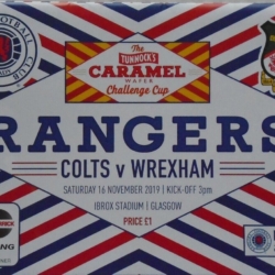2019 Rangers Colts v Wrexham AFC Tunnocks Challenge Cup program cover
