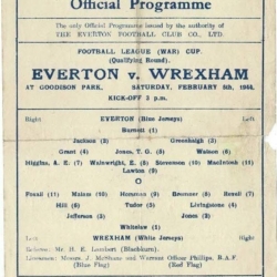 1943 44 Everton v Wrexham War Cup Football Programme