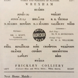 1961 February 25th single sheet programme Wrexham AFC v Frickley Colliery