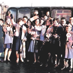 1961 Wrexham fans about to leave for an away fixture at Rochdale