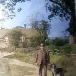 William Jones farmer , standing on Cefn Road in front of Hullah Farm, which still stands today at the top of Hullah Lane