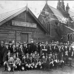 Esclusham 1927 The Opening of the 1st Esclusham Scout Group. This is now the car park next to the Church