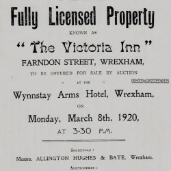 Farndon Street, The Victoria Inn up for sale in 1920
