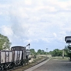 Goods train departing Marchweil station towards Ellesmere