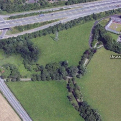 Hafod Y Bwch Hall from above with the A483 at the top