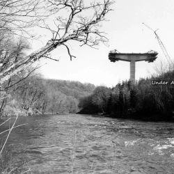 Ruabon, Construction of the flyover between Ruabon and Chirk, taken from the river bank Nr Newbridge 1990 (1)