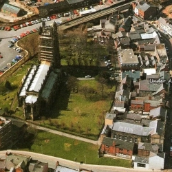 St. Giles Parish Church wrexham from the air